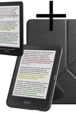 NoXx Hoes Geschikt voor Kobo Clara Colour Hoesje Bookcase Cover Book Case Hoes Cover Trifold Met Screenprotector - Zwart