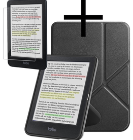 NoXx NoXx Kobo Clara Colour Hoesje Trifold Met Screenprotector - Zwart