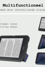BASEY. Hoes Geschikt voor Kobo Clara BW Hoesje Bookcase Cover Hoes Trifold Met Screenprotector - Hoesje Geschikt voor Kobo Clara BW Hoes Cover Case - Donkerblauw