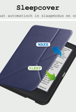 BASEY. Hoes Geschikt voor Kobo Clara BW Hoesje Bookcase Cover Hoes Trifold Met Screenprotector - Hoesje Geschikt voor Kobo Clara BW Hoes Cover Case - Donkerblauw
