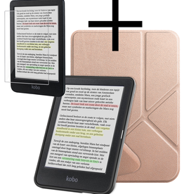 NoXx NoXx Kobo Clara Colour Hoesje Trifold Met Screenprotector - Rose Goud