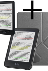 NoXx Hoes Geschikt voor Kobo Clara Colour Hoesje Bookcase Cover Book Case Hoes Cover Trifold Met Screenprotector - Grijs