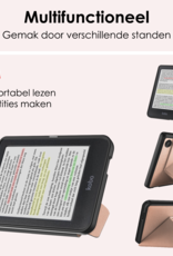 NoXx Hoes Geschikt voor Kobo Clara Colour Hoesje Bookcase Cover Book Case Hoes Cover Trifold Met Screenprotector - Rosé Goud