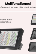 NoXx Hoes Geschikt voor Kobo Clara Colour Hoesje Bookcase Cover Book Case Hoes Cover Trifold Met Screenprotector - Grijs