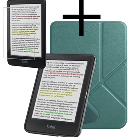 NoXx NoXx Kobo Clara Colour Hoesje Trifold Met Screenprotector - Donkergroen