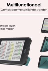 NoXx Hoes Geschikt voor Kobo Clara Colour Hoesje Bookcase Cover Book Case Hoes Cover Trifold Met Screenprotector - Donkergroen