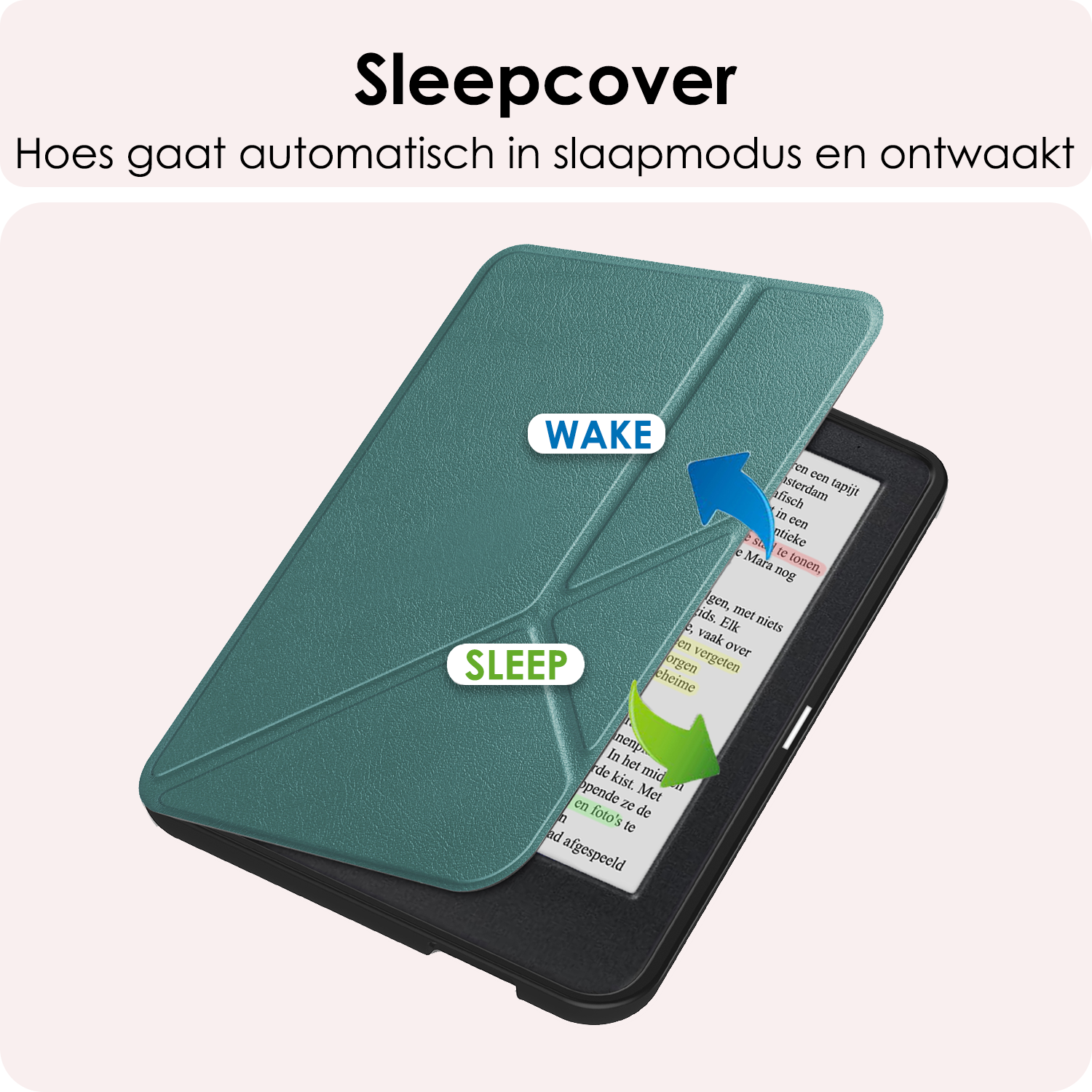 NoXx Hoes Geschikt voor Kobo Clara Colour Hoesje Bookcase Cover Book Case Hoes Cover Trifold Met Screenprotector - Donkergroen