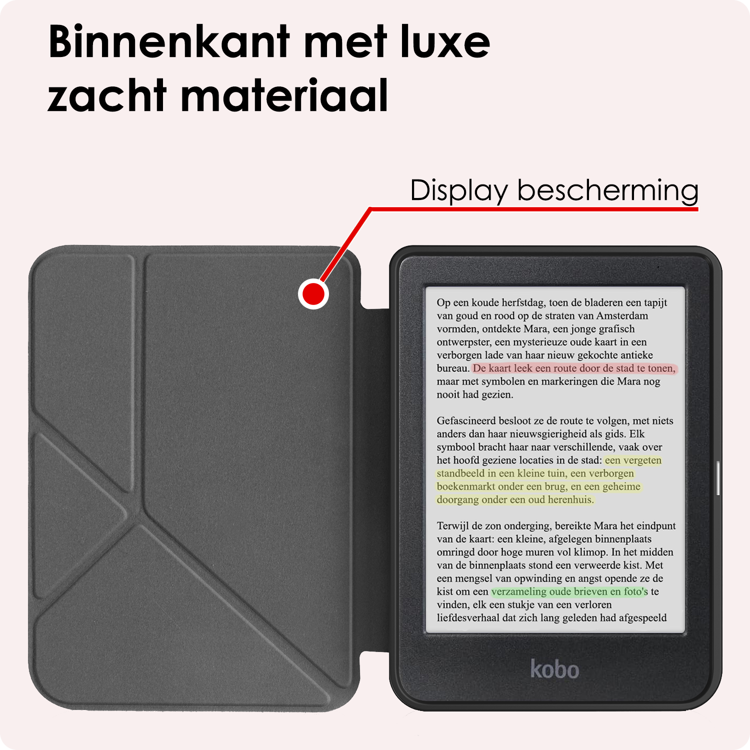 NoXx Hoes Geschikt voor Kobo Clara Colour Hoesje Bookcase Cover Book Case Hoes Cover Trifold Met Screenprotector - Donkergroen
