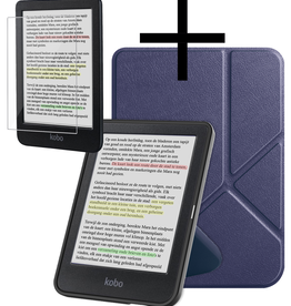 NoXx NoXx Kobo Clara Colour Hoesje Trifold Met Screenprotector - Donkerblauw