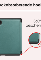 NoXx Hoes Geschikt voor Kobo Clara Colour Hoesje Bookcase Cover Book Case Hoes Cover Trifold Met Screenprotector - Donkergroen
