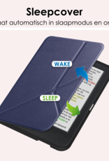 NoXx Hoes Geschikt voor Kobo Clara Colour Hoesje Bookcase Cover Book Case Hoes Cover Trifold Met Screenprotector - Donkerblauw