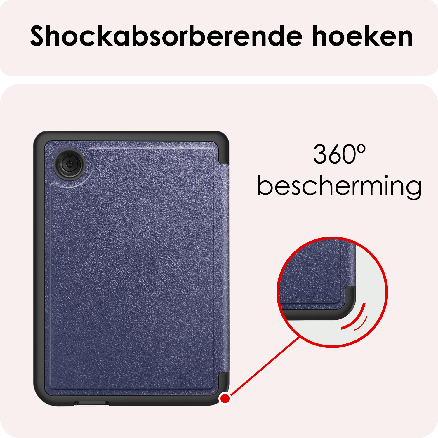 NoXx Hoes Geschikt voor Kobo Clara Colour Hoesje Bookcase Cover Book Case Hoes Cover Trifold Met Screenprotector - Donkerblauw