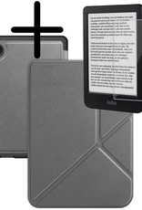 BASEY. Hoes Geschikt voor Kobo Clara BW Hoesje Bookcase Cover Hoes Trifold Met Screenprotector - Hoesje Geschikt voor Kobo Clara BW Hoes Cover Case - Grijs