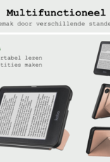 BASEY. Hoes Geschikt voor Kobo Clara BW Hoesje Bookcase Cover Hoes Trifold Met Screenprotector - Hoesje Geschikt voor Kobo Clara BW Hoes Cover Case - Rosé Goud