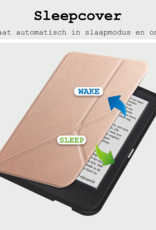 BASEY. Hoes Geschikt voor Kobo Clara BW Hoesje Bookcase Cover Hoes Trifold Met Screenprotector - Hoesje Geschikt voor Kobo Clara BW Hoes Cover Case - Rosé Goud