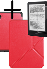 BASEY. Hoes Geschikt voor Kobo Clara BW Hoesje Bookcase Cover Hoes Trifold Met Screenprotector - Hoesje Geschikt voor Kobo Clara BW Hoes Cover Case - Rood