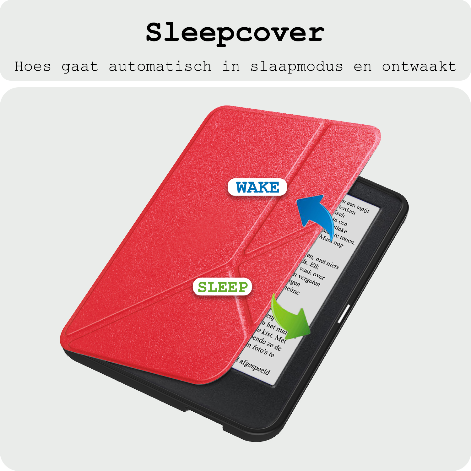 BASEY. Hoes Geschikt voor Kobo Clara BW Hoesje Bookcase Cover Hoes Trifold Met Screenprotector - Hoesje Geschikt voor Kobo Clara BW Hoes Cover Case - Rood