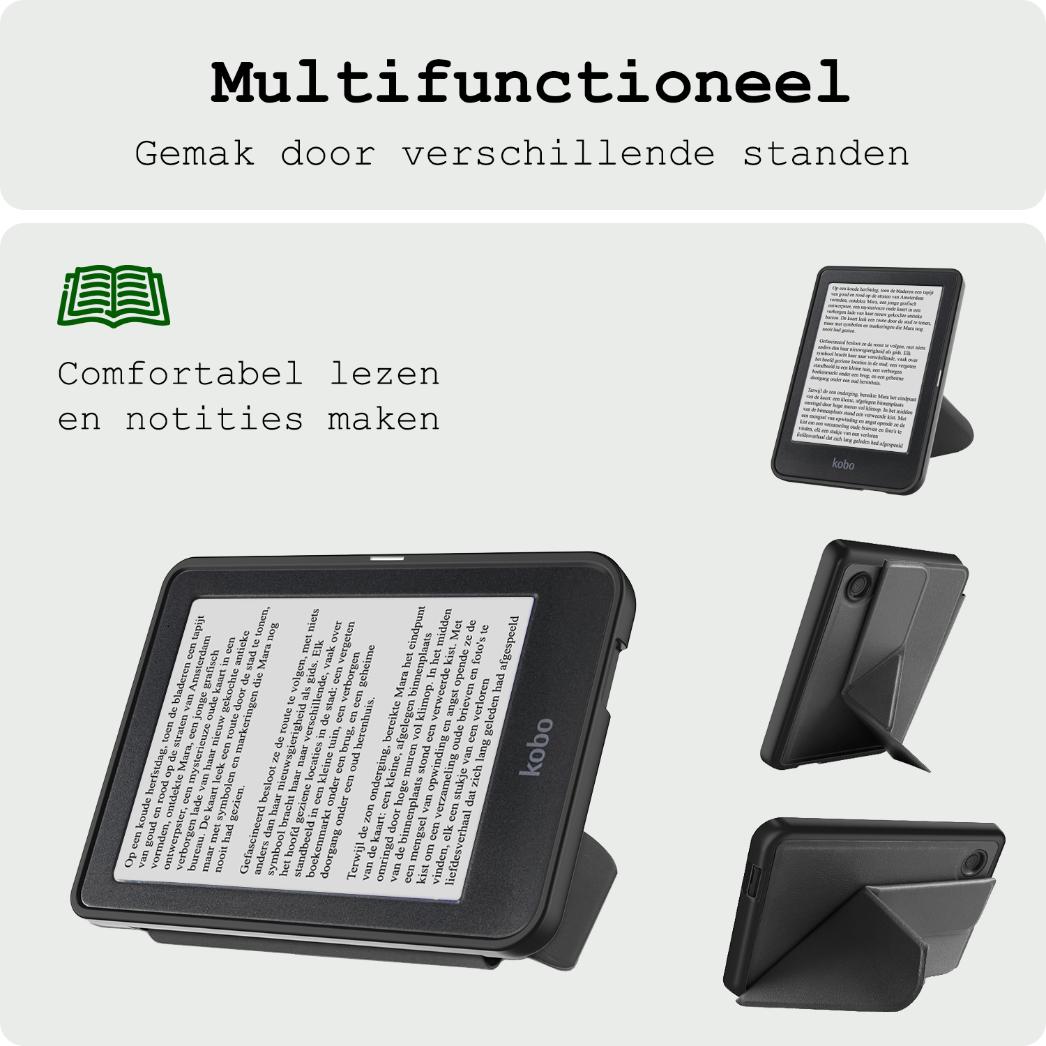 BASEY. Hoes Geschikt voor Kobo Clara BW Hoesje Bookcase Cover Hoes Trifold Met Screenprotector - Hoesje Geschikt voor Kobo Clara BW Hoes Cover Case - Zwart