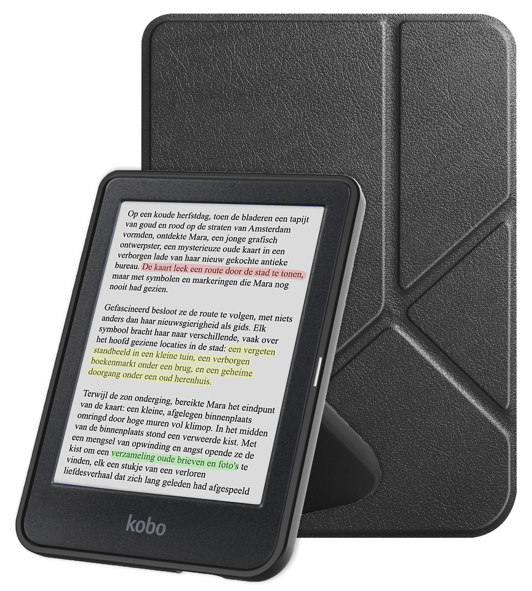 NoXx Hoes Geschikt voor Kobo Clara Colour Hoesje Bookcase Cover Book Case Hoes Cover Trifold - Zwart