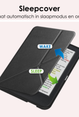 NoXx Hoes Geschikt voor Kobo Clara Colour Hoesje Bookcase Cover Book Case Hoes Cover Trifold - Zwart