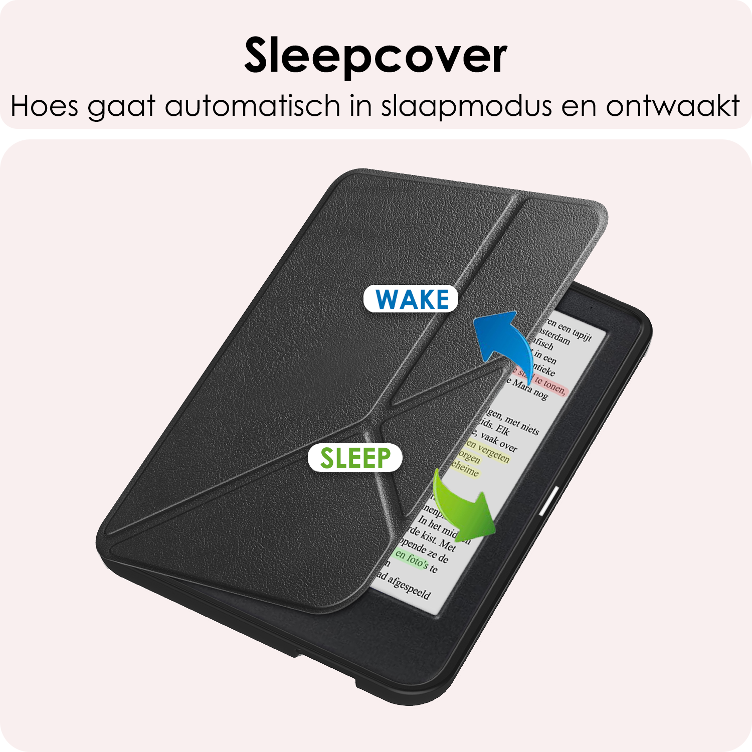 NoXx Hoes Geschikt voor Kobo Clara Colour Hoesje Bookcase Cover Book Case Hoes Cover Trifold - Zwart