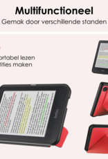 NoXx Hoes Geschikt voor Kobo Clara Colour Hoesje Bookcase Cover Book Case Hoes Cover Trifold - Rood