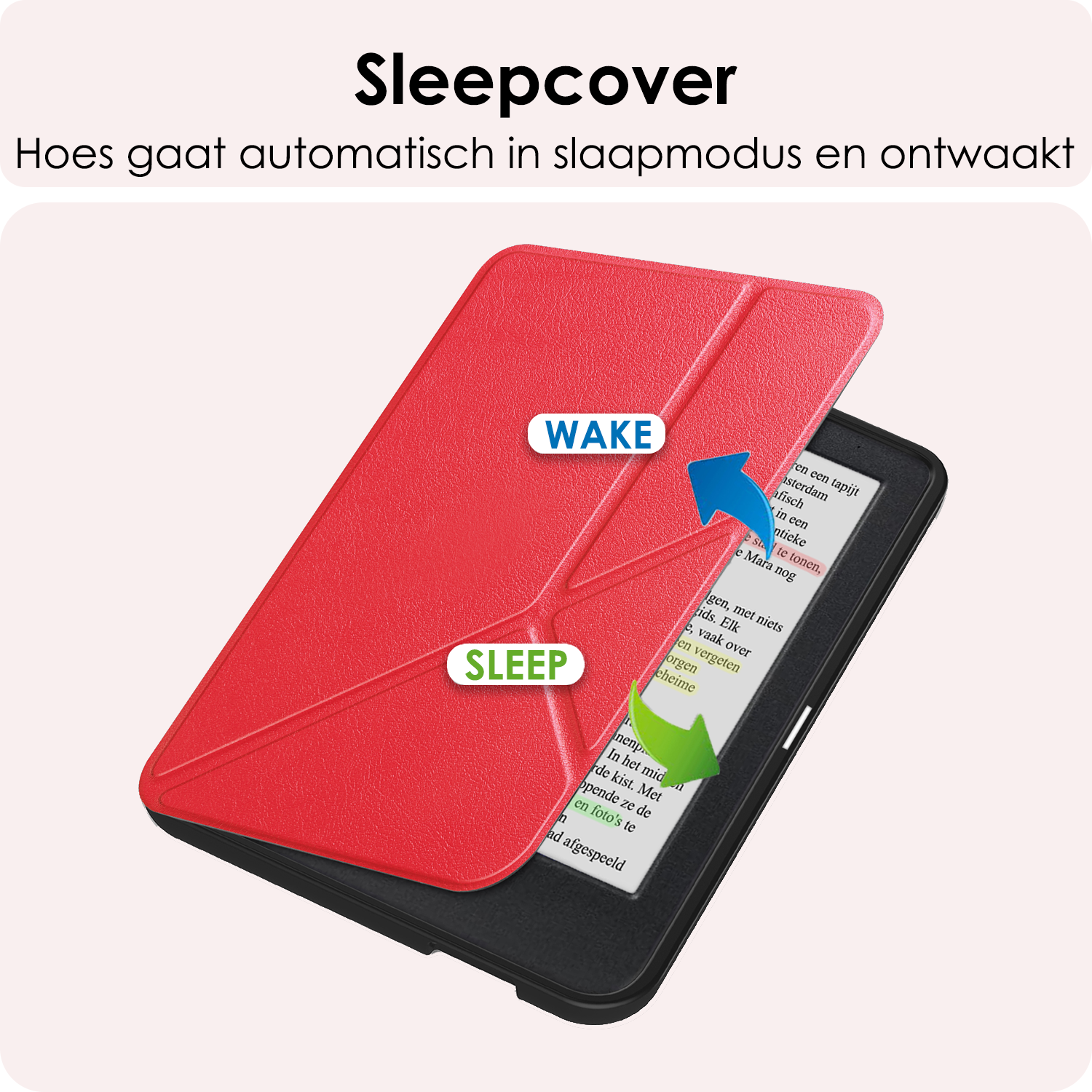 NoXx Hoes Geschikt voor Kobo Clara Colour Hoesje Bookcase Cover Book Case Hoes Cover Trifold - Rood