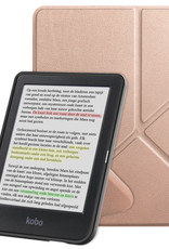 NoXx Hoes Geschikt voor Kobo Clara Colour Hoesje Bookcase Cover Book Case Hoes Cover Trifold - Rosé Goud