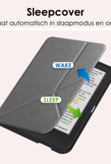 NoXx Hoes Geschikt voor Kobo Clara Colour Hoesje Bookcase Cover Book Case Hoes Cover Trifold - Grijs