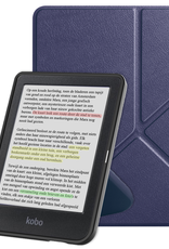 NoXx Hoes Geschikt voor Kobo Clara Colour Hoesje Bookcase Cover Book Case Hoes Cover Trifold - Donkerblauw