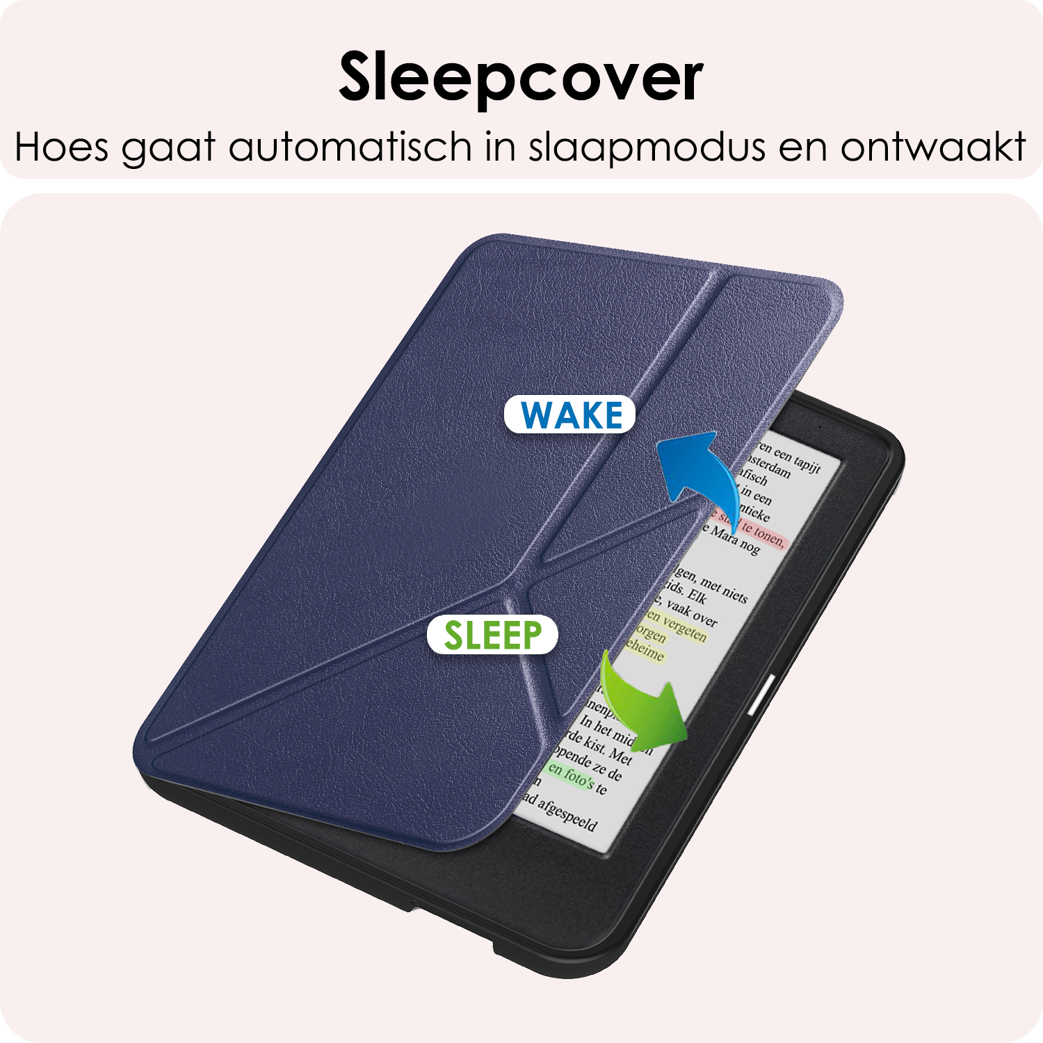 NoXx Hoes Geschikt voor Kobo Clara Colour Hoesje Bookcase Cover Book Case Hoes Cover Trifold - Donkerblauw