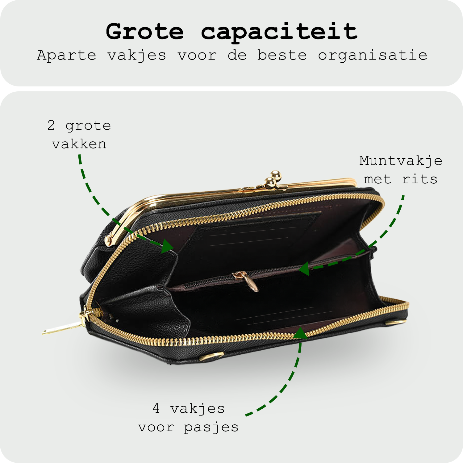 BASEY. Telefoontasje Dames Crossbody Met Clip - Kunstlederen Schoudertas Telefoontasje Met portemonnee - Zwart