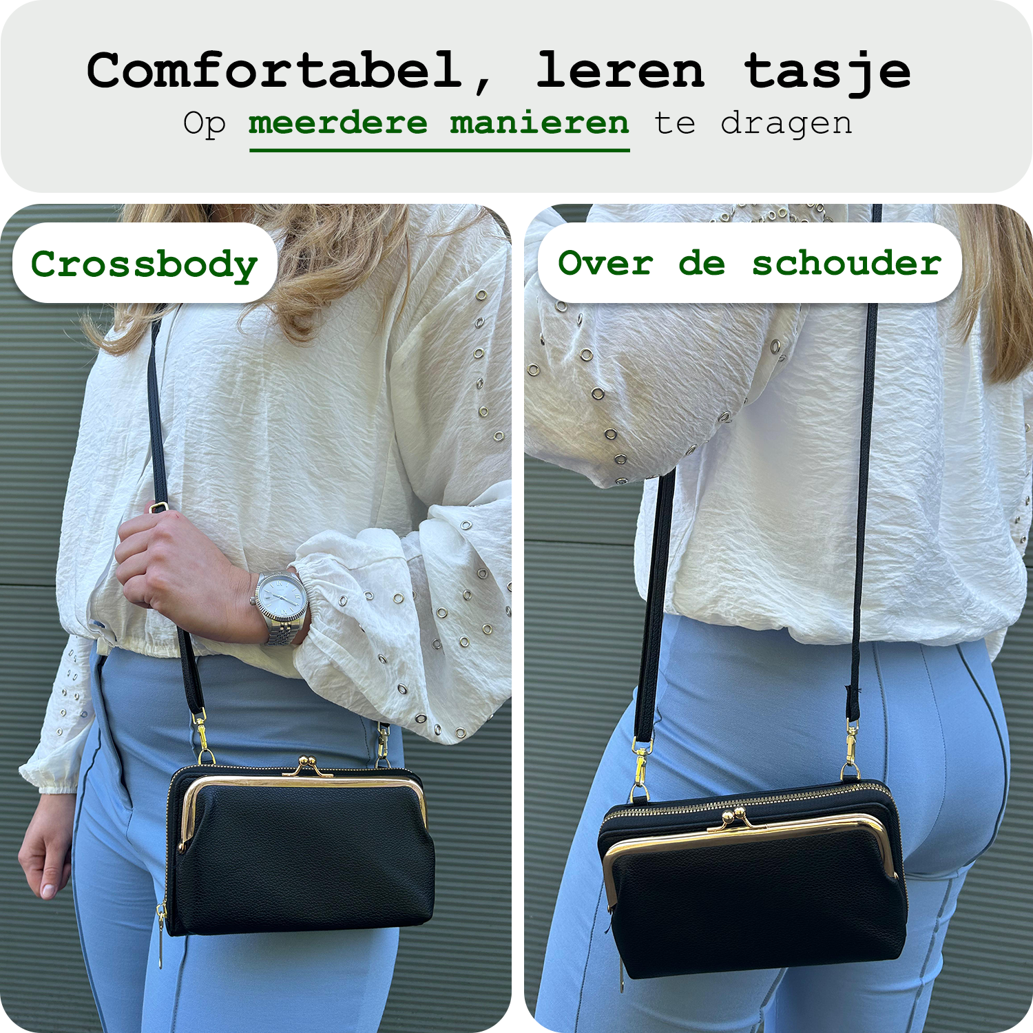BASEY. Telefoontasje Dames Crossbody Met Clip - Kunstlederen Schoudertas Telefoontasje Met portemonnee - Zwart
