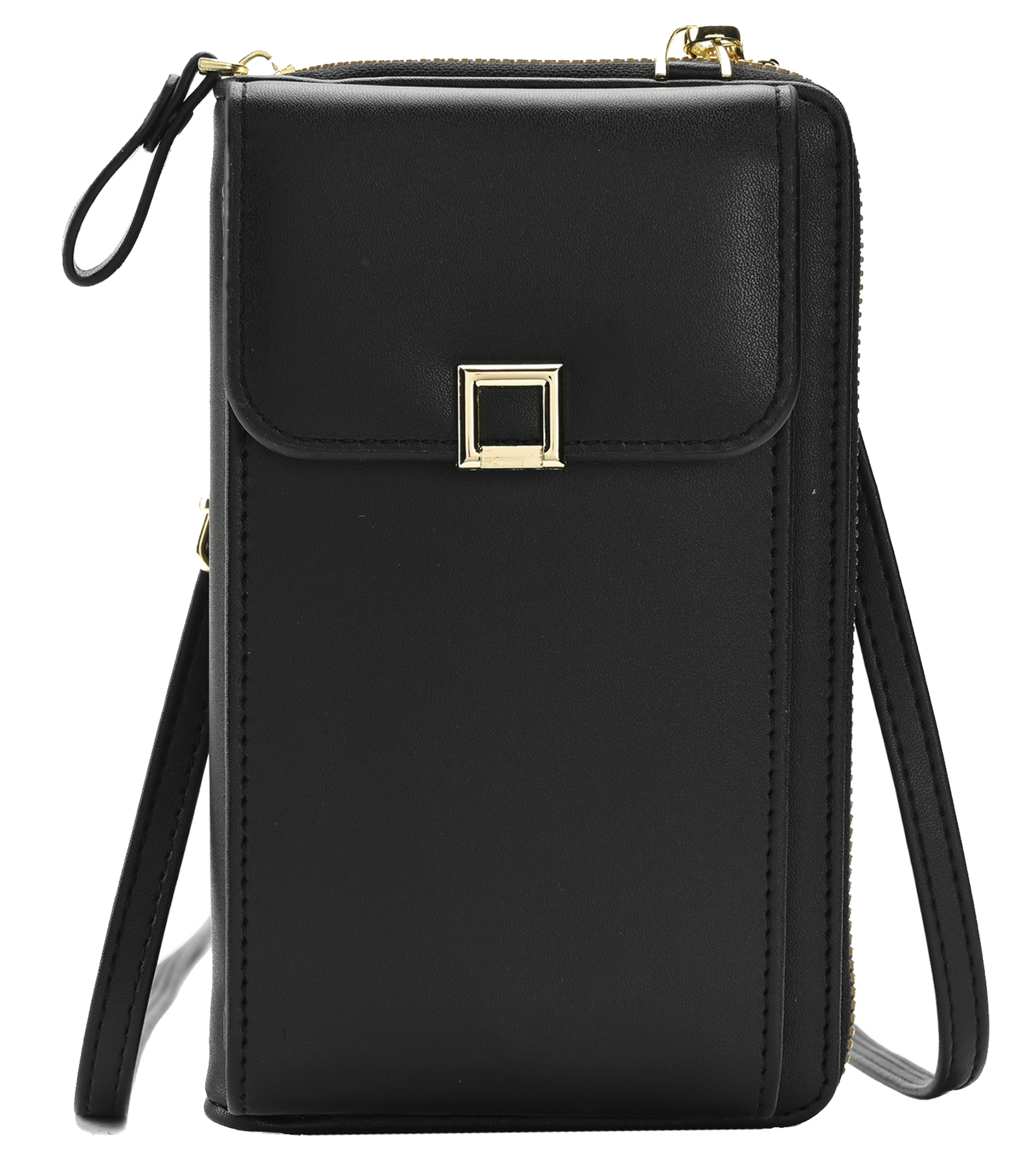 BASEY. Telefoontasje Dames Crossbody - Kunstlederen Schoudertas Telefoontasje Met portemonnee - Zwart