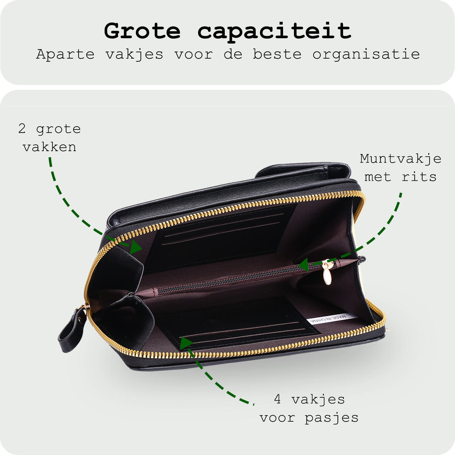 BASEY. Telefoontasje Dames Crossbody - Kunstlederen Schoudertas Telefoontasje Met portemonnee - Zwart
