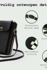 BASEY. Telefoontasje Dames Crossbody - Kunstlederen Schoudertas Telefoontasje Met portemonnee - Zwart
