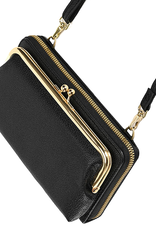 NoXx Schoudertas Dames Telefoontasje Met Clip - Crossbodytassen Voor Telefoon Kunstlederen Telefoontasjes - Zwart