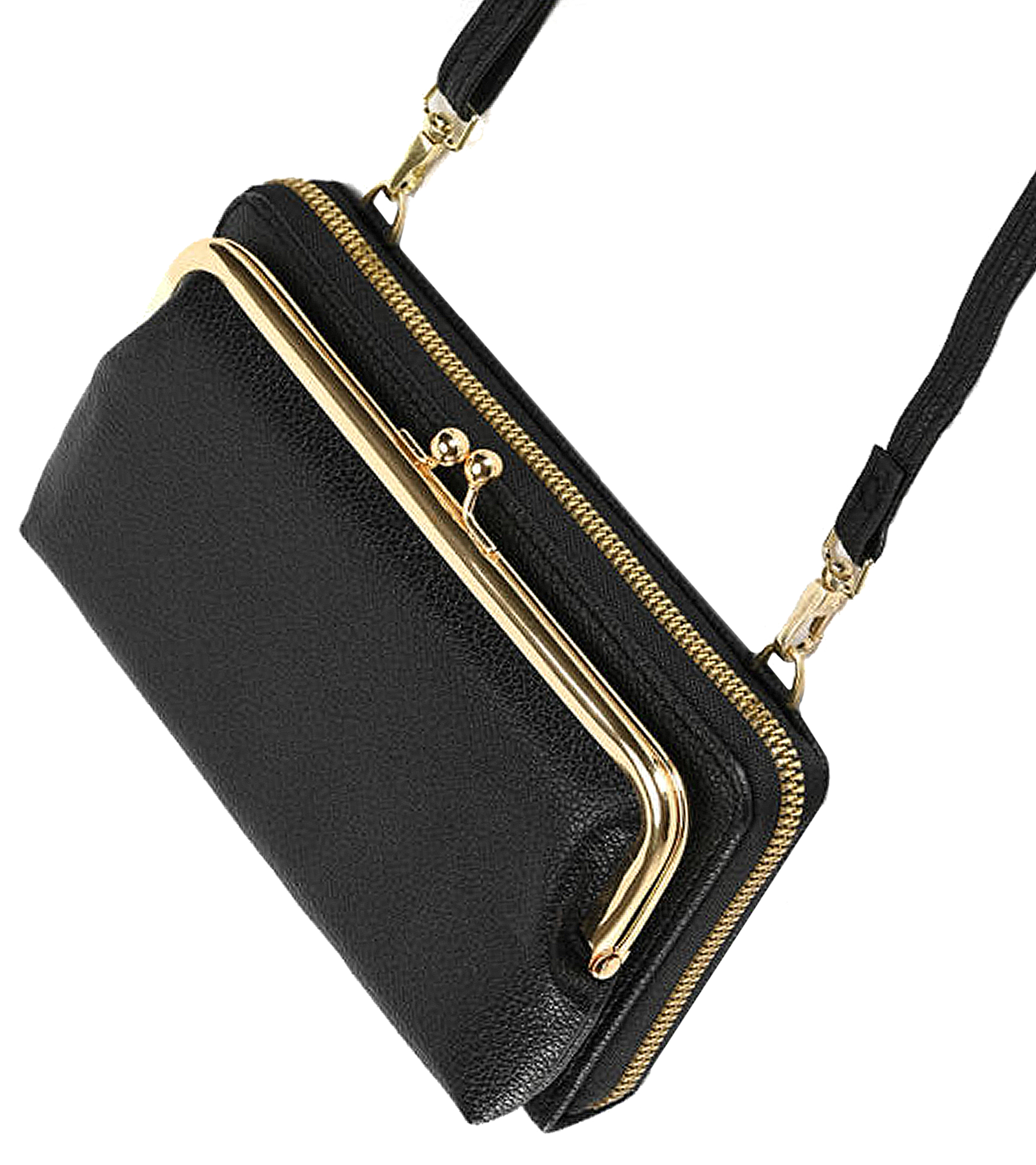 NoXx Schoudertas Dames Telefoontasje Met Clip - Crossbodytassen Voor Telefoon Kunstlederen Telefoontasjes - Zwart