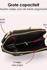 NoXx Schoudertas Dames Telefoontasje Met Clip - Crossbodytassen Voor Telefoon Kunstlederen Telefoontasjes - Zwart