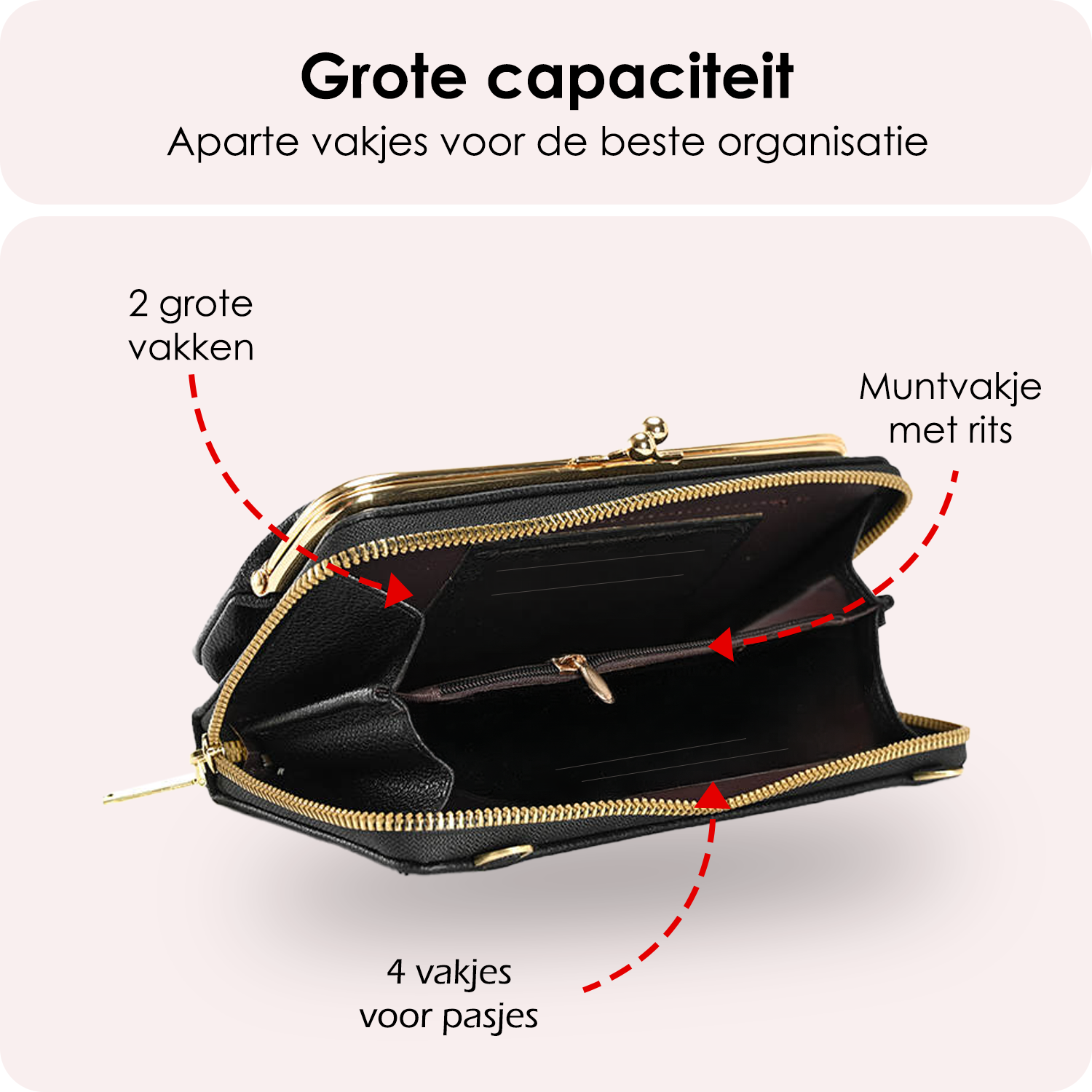 NoXx Schoudertas Dames Telefoontasje Met Clip - Crossbodytassen Voor Telefoon Kunstlederen Telefoontasjes - Zwart