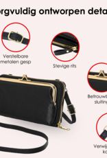 NoXx Schoudertas Dames Telefoontasje Met Clip - Crossbodytassen Voor Telefoon Kunstlederen Telefoontasjes - Zwart