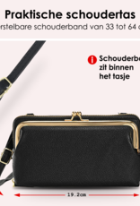 NoXx Schoudertas Dames Telefoontasje Met Clip - Crossbodytassen Voor Telefoon Kunstlederen Telefoontasjes - Zwart