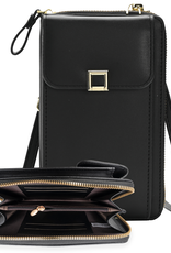 NoXx Schoudertas Dames Telefoontasje - Crossbodytassen Voor Telefoon Kunstlederen Telefoontasjes - Zwart