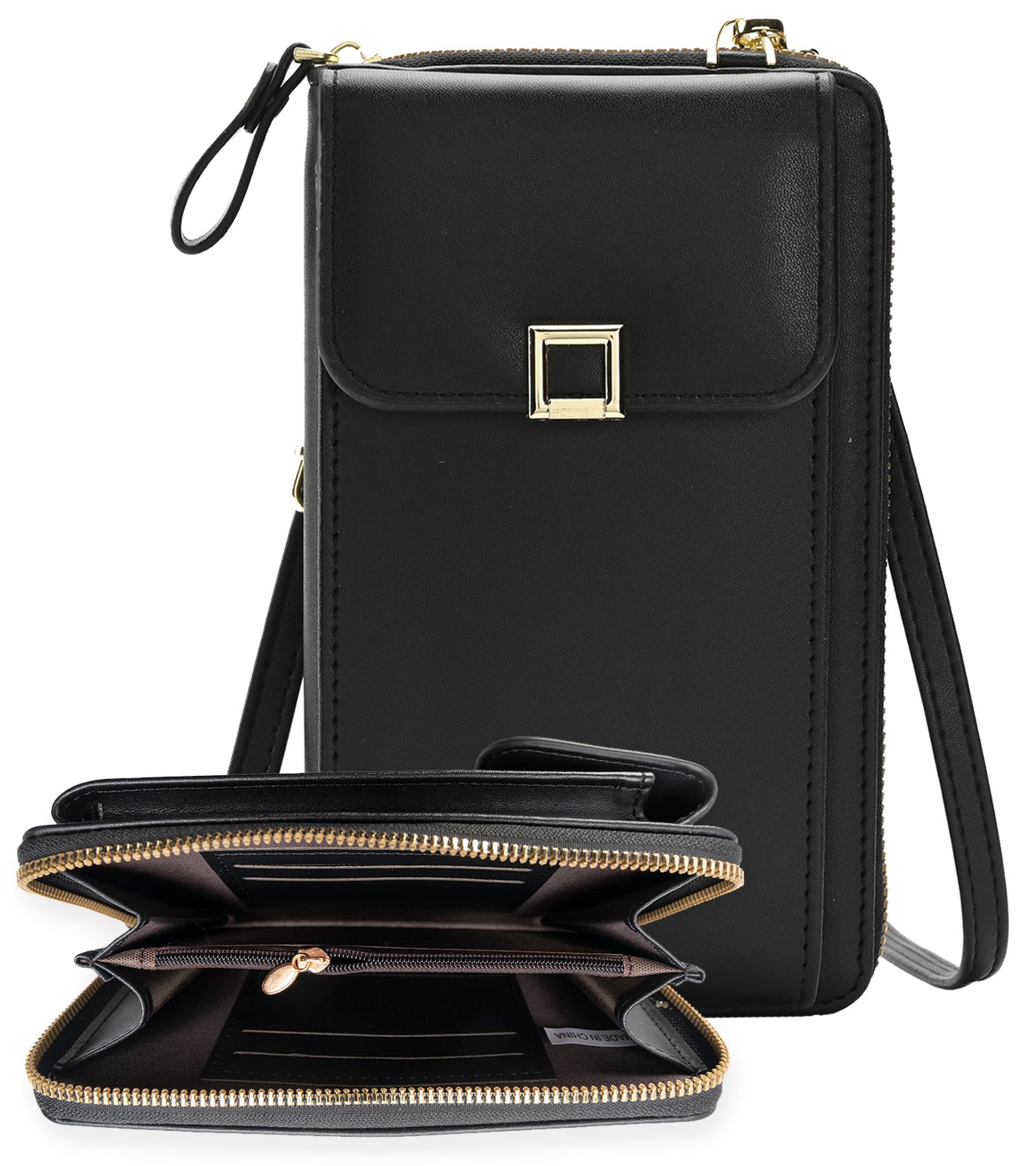 NoXx Schoudertas Dames Telefoontasje - Crossbodytassen Voor Telefoon Kunstlederen Telefoontasjes - Zwart