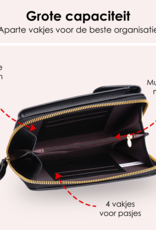 NoXx Schoudertas Dames Telefoontasje - Crossbodytassen Voor Telefoon Kunstlederen Telefoontasjes - Zwart