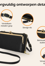 Nomfy Telefoontasje Met portemonnee - Crossbody Tas Dames Met Clip Kunstlederen Schoudertassen Voor Telefoon - Zwart