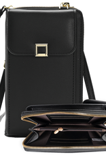 Nomfy Telefoontasje Met portemonnee - Crossbody Tas Dames Kunstlederen Schoudertassen Voor Telefoon - Zwart
