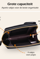 Nomfy Telefoontasje Met portemonnee - Crossbody Tas Dames Kunstlederen Schoudertassen Voor Telefoon - Zwart