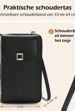 Nomfy Telefoontasje Met portemonnee - Crossbody Tas Dames Kunstlederen Schoudertassen Voor Telefoon - Zwart