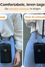 Nomfy Telefoontasje Met portemonnee - Crossbody Tas Dames Kunstlederen Schoudertassen Voor Telefoon - Zwart